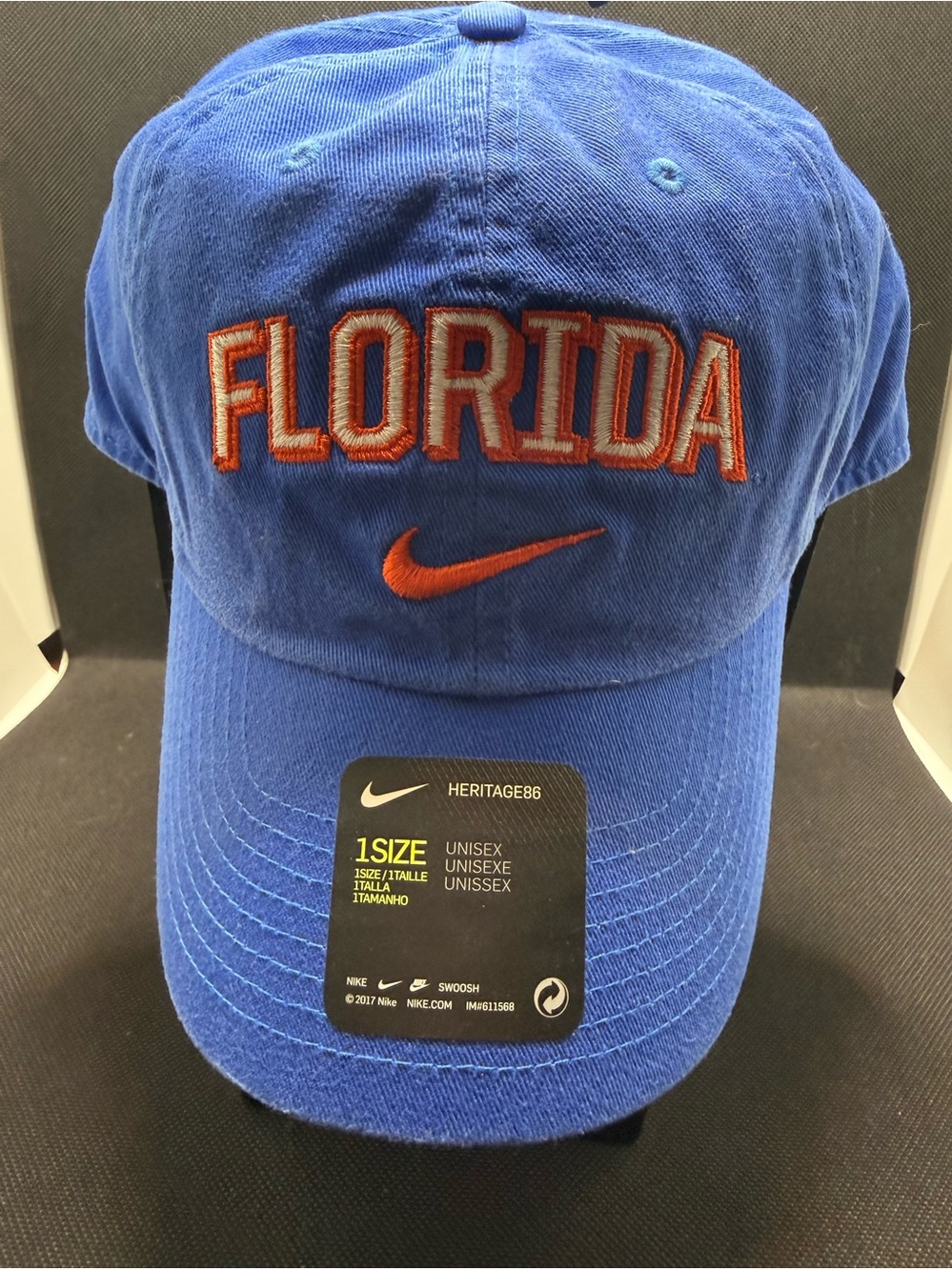 Nike Blue 'Florida' Embroidered Baseball Cap with Orange Accent